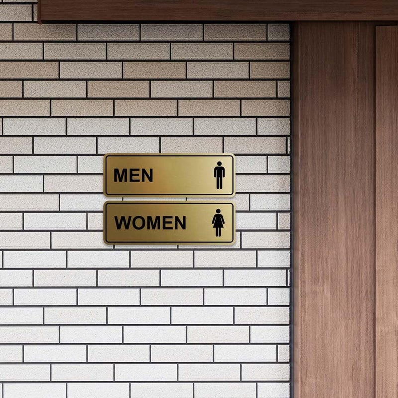 All Quality Standard Men Women Restroom Sign - Brushed Gold - Small 1 Set (2 pcs) - Image 4